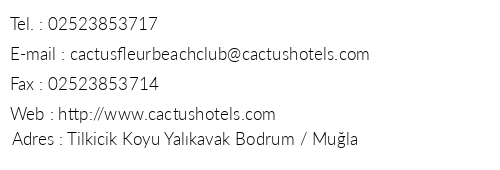 Cactus Fleur Beach Club telefon numaralar, faks, e-mail, posta adresi ve iletiim bilgileri